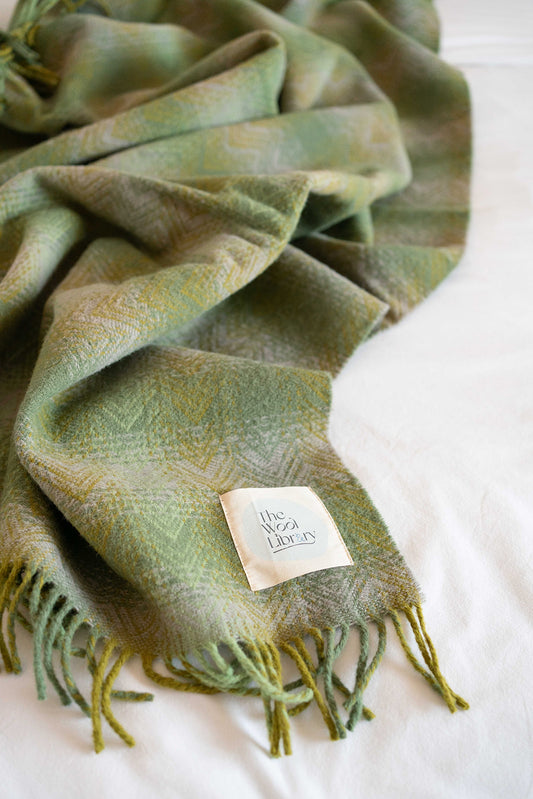 Cheviot Wool Throw - Rustic Green