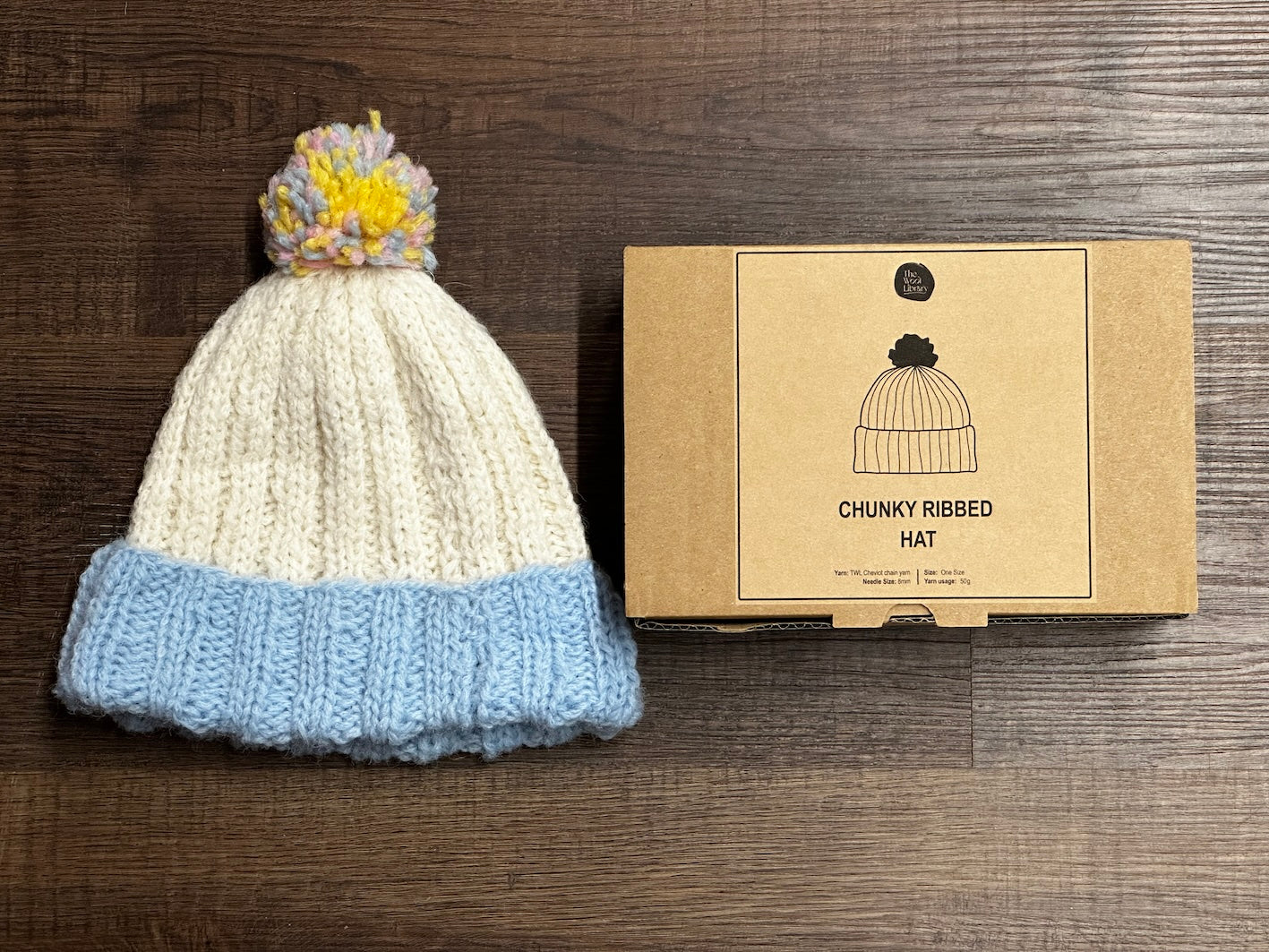 Ribbed bobble hat kit