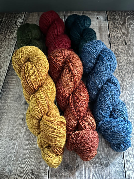 Hand-dyed 100% British Cheviot 4ply 100g Skein